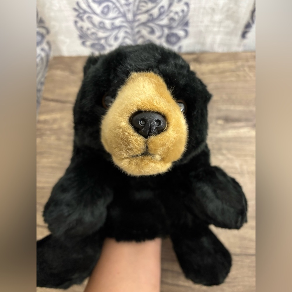 The Puppet Company Black Bear Plush Hand Puppet 12”
